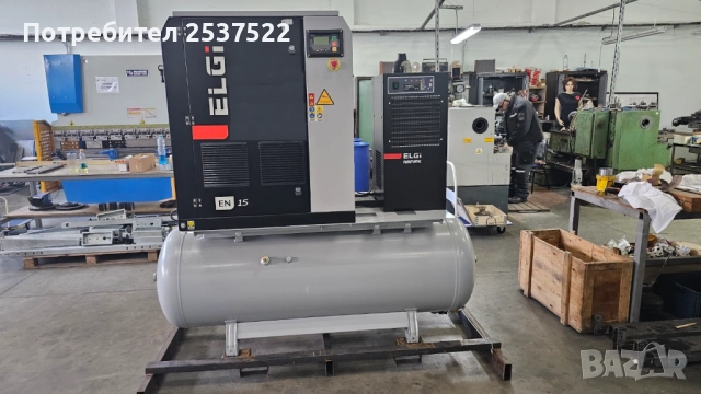 Компресорна станция - винтов компресор 15 kW с честотен регулатор, ресивер 500 л и изсушител