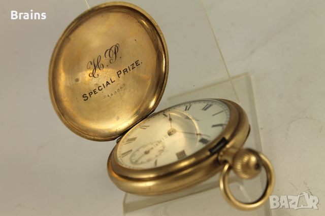 1912 Америкаснки Джобен Часовник WALTHAM Дебела Позлата, снимка 3 - Антикварни и старинни предмети - 45367425
