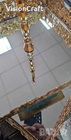Луксозна двуетажна декорация в златисто с огледални основи, подходяща и като поставка за бижута, снимка 4 - Други стоки за дома - 45101782
