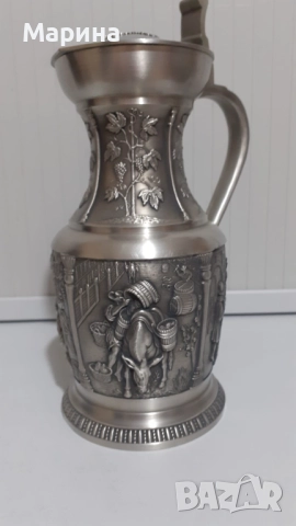 Комплект за вино от калай Antik*Vintage #114, снимка 5 - Антикварни и старинни предмети - 52419973