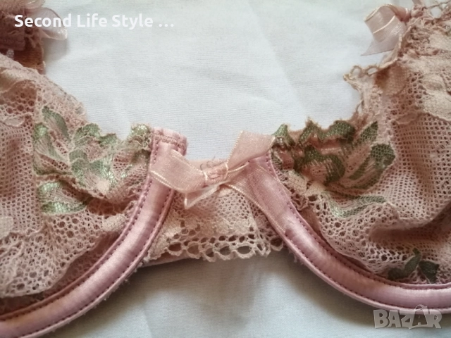 70А кокетен прозрачен дантелен сутиен в розов цвят, снимка 2 - Бельо - 52922265