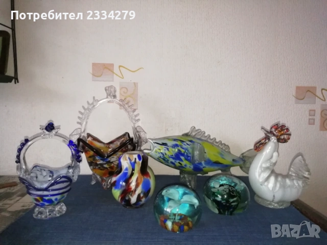 Стари фигури, статуетки от цветно стъкло, кристал,,морано", снимка 2 - Статуетки - 53066199