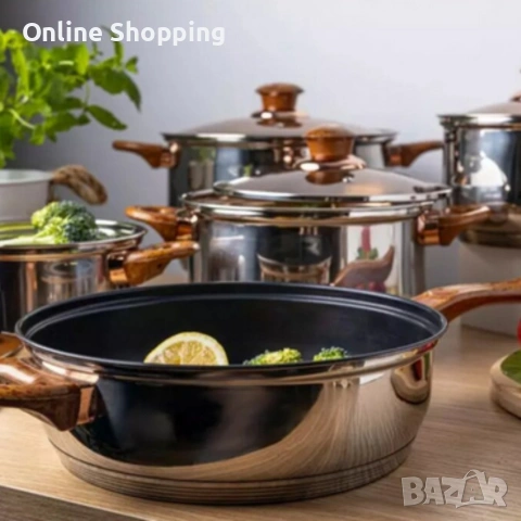 Комплект съдове за готвене от 12 части – Неръждаема стомана, равномерно нагряване и лесна поддръжка, снимка 3 - Съдове за готвене - 53270767