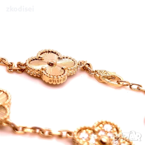 Златна дамска гривна Van Cleef 13,30гр. 17,5см. 14кр. проба:585 модел:34591-1, снимка 3 - Гривни - 52533459