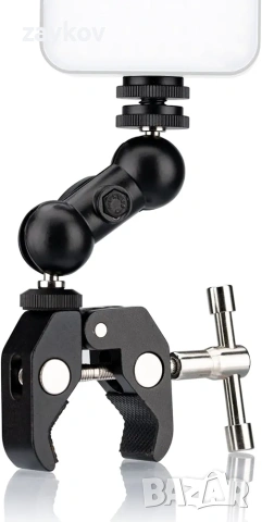 Двоен сферичен монтаж за монитор Lammcou Camera + Super Clamp Mount + Hotshoe 1/4"