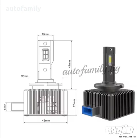 D8S Canbus LED, 6000k, 60W, яркост 3600 Lm, 12V, снимка 4 - Аксесоари и консумативи - 48728995