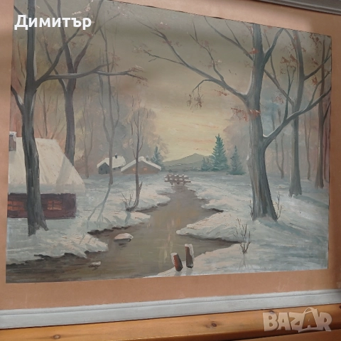 Живопис Картина в рамка зимен пейзаж , снимка 4 - Картини - 52348236