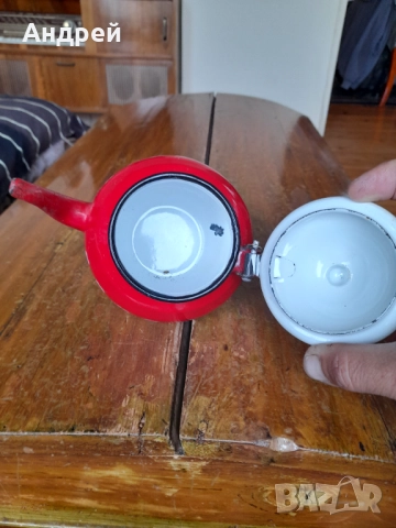 Стар емайлиран чайник #34, снимка 5 - Други ценни предмети - 52171068