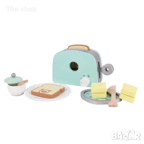 Комплект дървен тостер за игра - син (004), снимка 1 - Игри и пъзели - 45505683