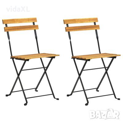 vidaXL Сгъваеми градински столове, 2 бр, стомана и акация масив)SKU:313160