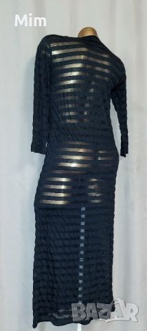 М Кокетна миди черна рокля с дълъг ръкав , снимка 4 - Рокли - 46302083