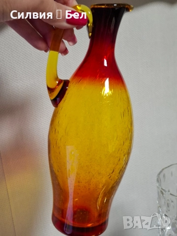 Винтидж стомна Арт стъкло , снимка 3 - Антикварни и старинни предмети - 52061590