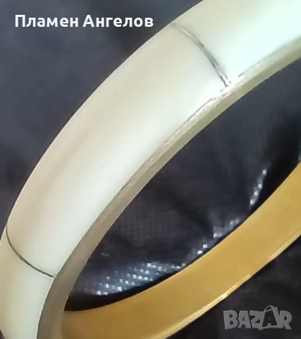 Дамска гривна от костен рог и месинг, снимка 5 - Гривни - 50937884