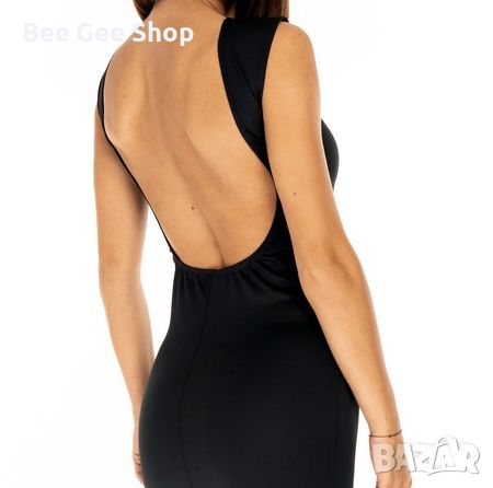 Дълга черна рокля с гол гръб L , снимка 2 - Рокли - 45902247