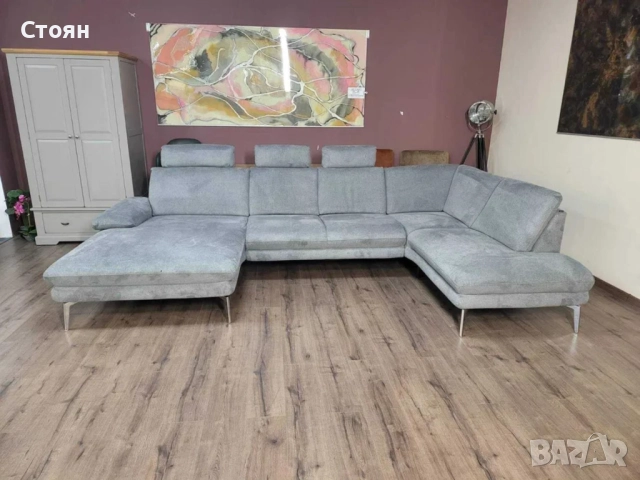 ПРОМОЦИЯ!!! Сив П-образен ъглов диван от плат Dieter Knoll Arzona, снимка 10 - Дивани и мека мебел - 52837803