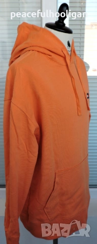 Tommy Hilfiger Tommy Jeans мъжки оранжев памучен суичър с качулка размер L, снимка 7 - Суичъри - 53393776