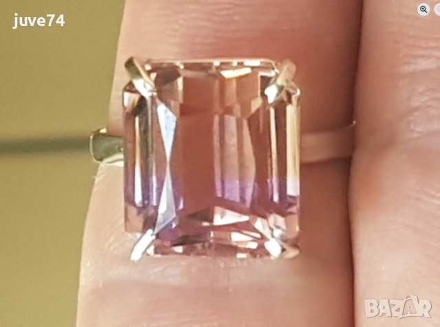 СРЕБЪРЕН ПРЪСТЕН С АМЕТРИН (БРАЗИЛИЯ), снимка 6 - Пръстени - 53114136