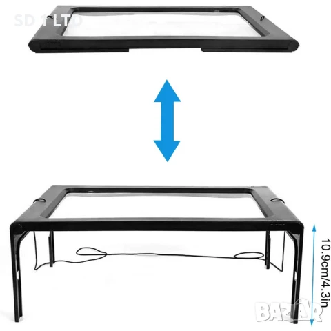 Лупа за четене с LED осветление Hands Free Magnifier А4 увеличителна настолна Преносима LED лупа за , снимка 7 - Други - 51365809