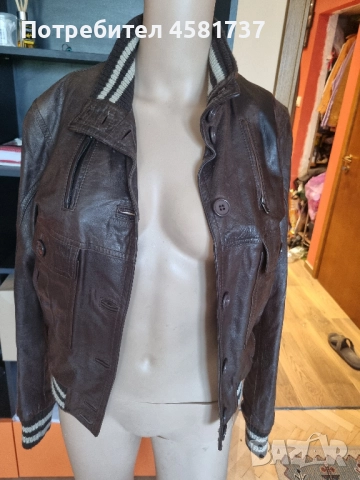 Дамско кожено яке, размер.S/M, снимка 2 - Якета - 51712914