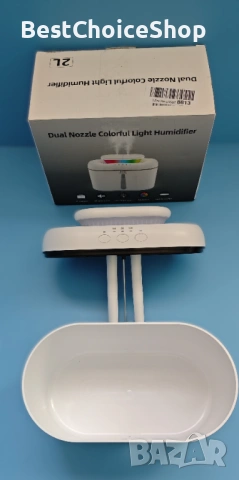 2L Овлажнител с таймер и нощна лампа, двойна дюза – Идеален за домашна употреба, снимка 4 - Други стоки за дома - 53850423