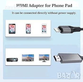Lightning към HDMI адаптер за телефон към телевизор, съвместим с iPhone, iPad, снимка 4 - Друга електроника - 45733711