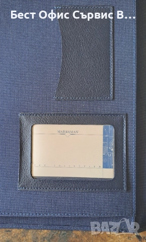 папка луксозна за документи син с кожа без/с цип Марксман Marksman Размер А4, снимка 5 - Ученически пособия, канцеларски материали - 52318025