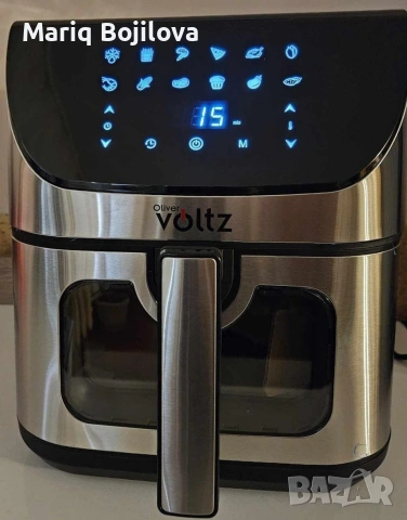 Фритюрник, 1700W, 7л., Горещ въздух, Таймер, до 200°C, с видим прозорец, Черен, снимка 2 - Фритюрници - 53409641