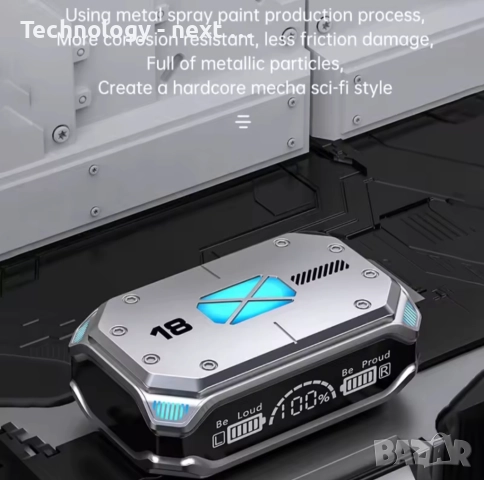 Смарт безжични слушалки TWS EM-M41, Bluetooth 5.2, LED дисплей, СИВО