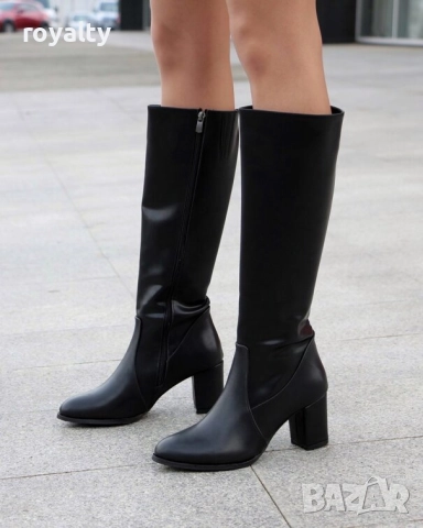 Ботуши на ток - черна кожа, снимка 3 - Дамски ботуши - 52239353