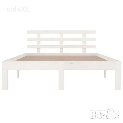 vidaXL Рамка за легло, бяла, масивно дърво, 140x190 см（SKU:814735）, снимка 2 - Спални и легла - 48223111