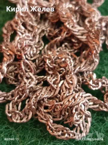 Старо сребърно синджирче с спираловидна ретро плетка майсторска изработка 40425, снимка 2 - Колиета, медальони, синджири - 52924803