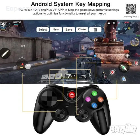V013 безжичен контролер за смартфон, безжичен Bluetooth геймпад за iOS/Android с държач за смартфон, снимка 3 - Аксесоари - 47661785