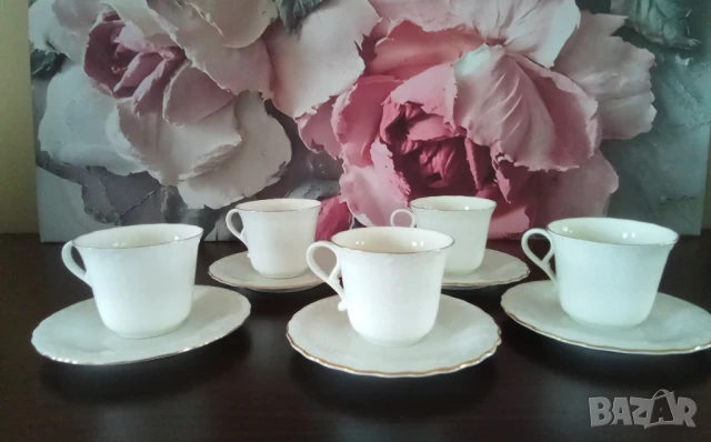 Комплект 5 бр чаши за кафе костен порцелан