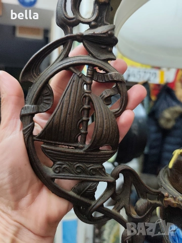 Антикварен висящ полилей (тип Газена лампа), снимка 3 - Антикварни и старинни предмети - 54280500