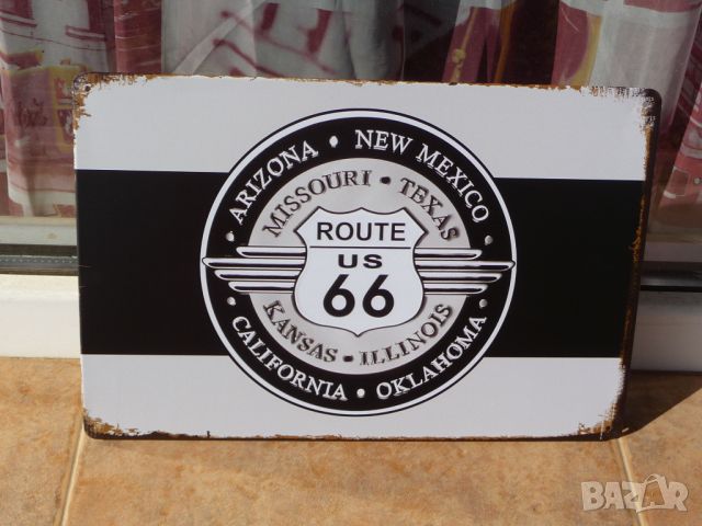 Метална табела кола Route 66 път Аризона Оклахома Калифорния магистрала, снимка 1 - Декорация за дома - 45408656