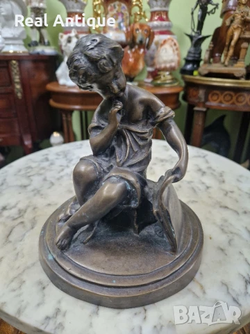 Стара страхотна антикварна френска бронзова фигура статуетка , снимка 2 - Декорация за дома - 51018916