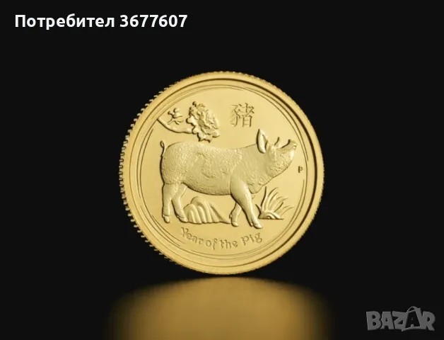 Златна монета  Австралийски лунар година на прасето 1/10 oz 2019, снимка 6 - Нумизматика и бонистика - 49554235