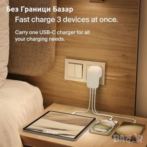 Ново Бързо зарядно устройство Belkin 67W USB-C PD 3.1, 3 порта за iPhone и MacBook, снимка 6 - Аксесоари за Apple - 45661160