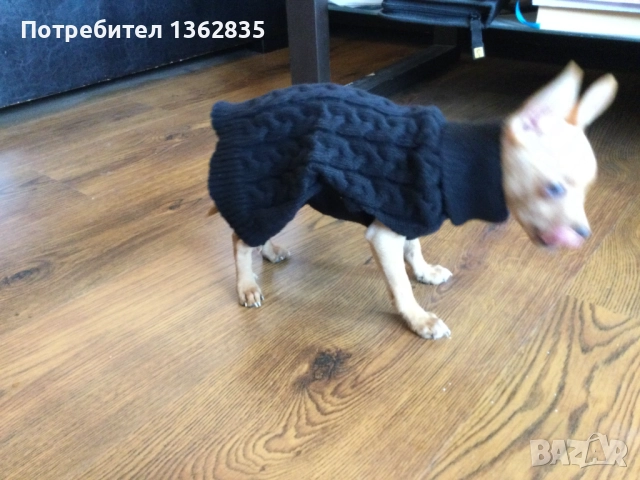 НОВ топъл черен зимен луксозен пуловер за куче от Италия S и M размер, снимка 3 - За кучета - 51972355