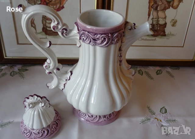 Ваза стил Capo di Monte с капак, снимка 5 - Вази - 50868381