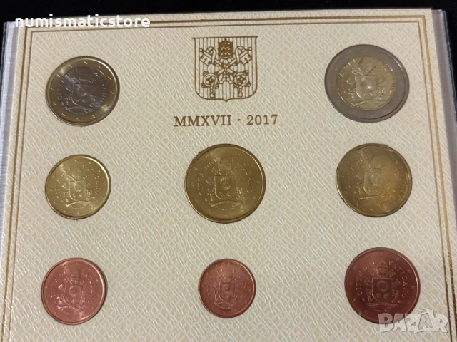Ватикана 2017 г. - комплектен сет от 1 цент до 2 евро BU, снимка 3 - Нумизматика и бонистика - 50729074