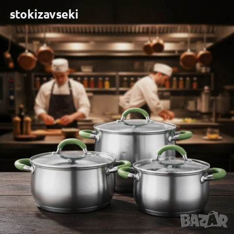 Комплект тенджери Swisgold – 3 броя, 5-слойно дъно - бързо и равномерно готвене