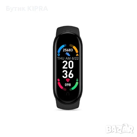 Спортна bluetooth смарт гривна с крачкомер,  мониторинг на пулс и кислород в кръвта - ЧЕРЕН, снимка 1