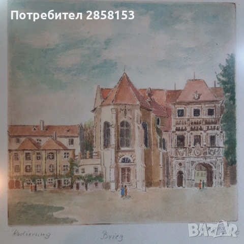 Стар офорт,ръчно оцветен с акварел, снимка 4 - Антикварни и старинни предмети - 53494606