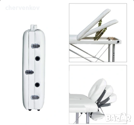 Двусекторна алуминиева козметична масажна кушетка -бял и черен цвят, снимка 18 - Кушетки - 53166129