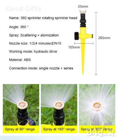 360-градусова пръскачка за напояване на градината, снимка 3 - Напояване - 45858890