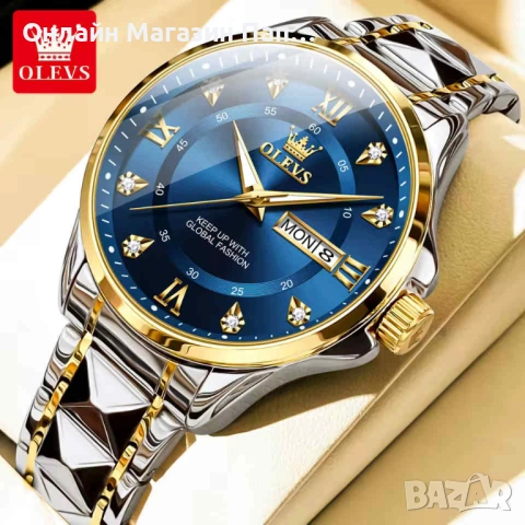 OLEVS 2906 Луксозен Мъжки Кварцов Часовник с Календар, снимка 2 - Мъжки - 54211710