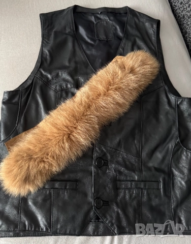 Луксозен мъжки елек, естествена кожа, снимка 2 - Якета - 52789455