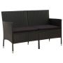vidaXL 3-местен градински диван с възглавница, черен, полиратан(SKU:318494, снимка 1 - Градински мебели, декорация  - 45094512