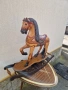 Уникална огромна антикварна дървена фигура играчка люлка , снимка 4